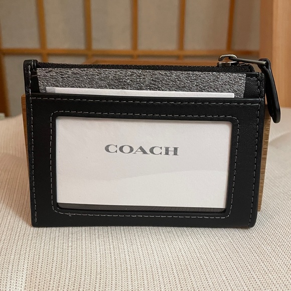Coach Mini Skinny Id Case With Floral Applique Gunmetal/Black NWT - Picture 3 of 15